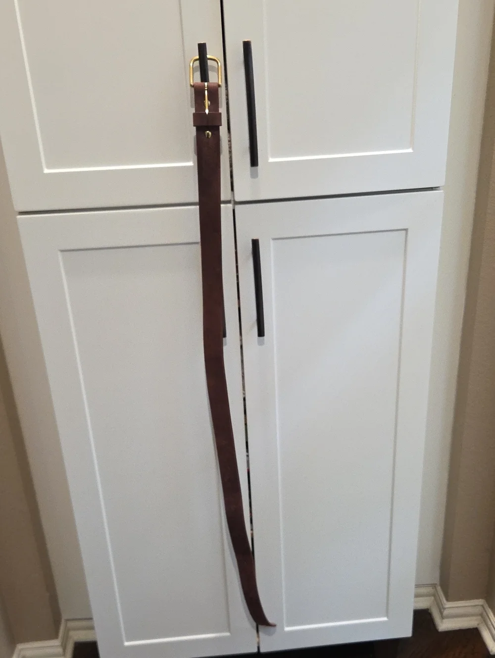 Nicks Dark Brown Leather Belt with Brass Buckle